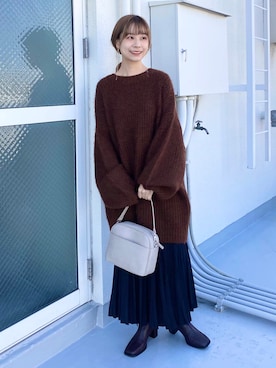 「SMELLY（スメリー）のアイテム（ピアス（両耳用））」を使った、anzuさん（レディース・158cm）の冬コーディネート