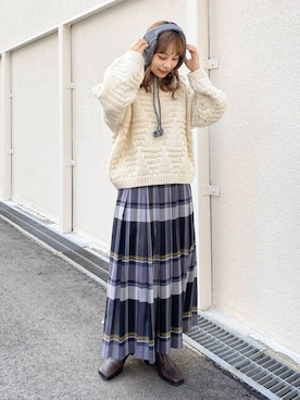 「アイテム（イヤーマフ、グレー系）」を使った、anzuさん（レディース・158cm）の冬コーディネート