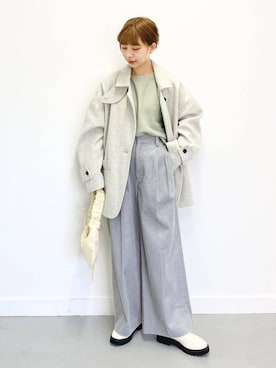 「アイテム（バレッタ/ヘアクリップ、グレー系）」を使った、anzuさん（レディース・158cm）の冬コーディネート