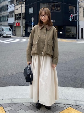 「KBF（ケイビーエフ）のアイテム（ジャケット/アウター）」を使った、anzuさん（レディース・158cm）の春コーディネート