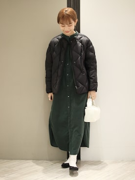 「キルトジャケット」｜「アイテム（ワンピース/ドレス）」を使った、anzuさん（レディース・158cm）の秋コーディネート