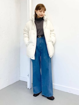 「SMELLY（スメリー）のアイテム（ピアス（両耳用））」を使った、anzuさん（レディース・158cm）の冬コーディネート