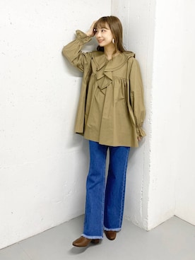 「SMELLY（スメリー）のアイテム（ピアス（両耳用））」を使った、anzuさん（レディース・158cm）の秋コーディネート