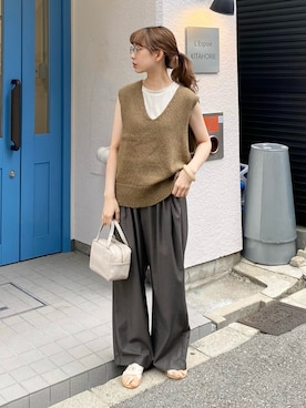 「アイテム（バングル/リストバンド）」を使った、anzuさん（レディース・158cm）の夏コーディネート