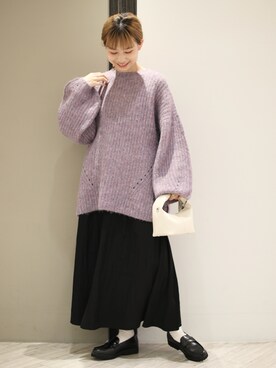 「ボリュームニット」｜「アイテム（その他シューズ）」を使った、anzuさん（レディース・158cm）の秋コーディネート