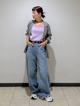 「A part by（アパートバイ）のアイテム（ジャケット/アウター、ブラック系）」を使った、sayakaさん（レディース・158cm）の秋コーディネート