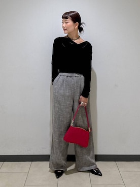 「アイテム（ネックレス、グリーン系）」を使った、sayakaさん（レディース・158cm）の秋コーディネート