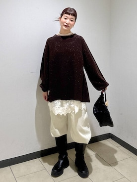 「アイテム（チュニック）」を使った、sayakaさん（レディース・158cm）の冬コーディネート