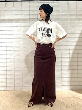 「アイテム（デニムスカート）」を使った、sayakaさん（レディース・158cm）の夏コーディネート