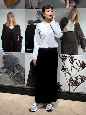 「アイテム（カーディガン/ボレロ、シルバー系）」を使った、sayakaさん（レディース・158cm）の秋コーディネート