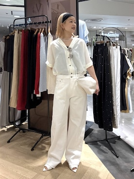 「A part by（アパートバイ）のハートモチーフバッグ（ショルダーバッグ、ホワイト系）」を使った、sayakaさん（レディース・158cm）の春コーディネート