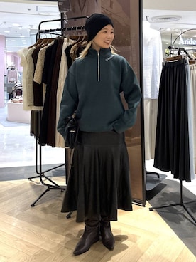 「A part by（アパートバイ）のキンチャクミニショルダバッグ（ショルダーバッグ、ブラック系）」を使った、sayakaさん（レディース・158cm）の秋コーディネート