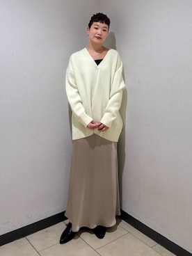 「アイテム（スカート、ベージュ系）」を使った、sayakaさん（レディース・158cm）の冬コーディネート