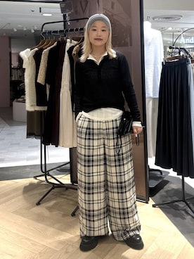 「A part by（アパートバイ）のキンチャクミニショルダバッグ（ショルダーバッグ、ブラック系）」を使った、sayakaさん（レディース・158cm）の秋コーディネート