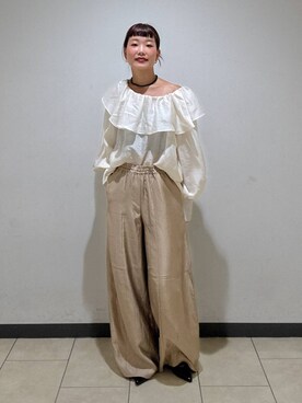 「アイテム（ネックレス、グリーン系）」を使った、sayakaさん（レディース・158cm）の秋コーディネート