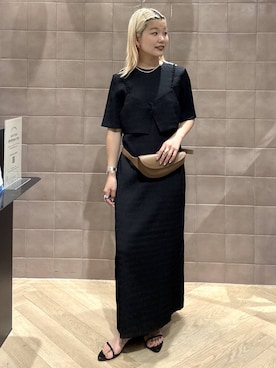 「A part by（アパートバイ）のミニキャミセットワンピース（One piece dress、ブラック系）」を使った、sayakaさん（レディース・158cm）の夏コーディネート