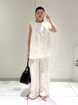 「A part by（アパートバイ）のハートモチーフバッグ（ショルダーバッグ、ブラック系）」を使った、sayakaさん（レディース・158cm）の夏コーディネート