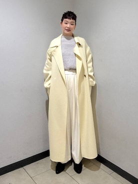 「アイテム（ステンカラーコート）」を使った、sayakaさん（レディース・158cm）の冬コーディネート