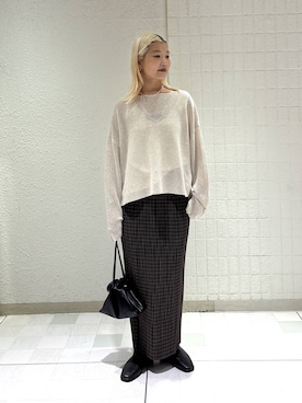 「A part by（アパートバイ）のキンチャクミニショルダバッグ（ショルダーバッグ、ブラック系）」を使った、sayakaさん（レディース・158cm）の秋コーディネート