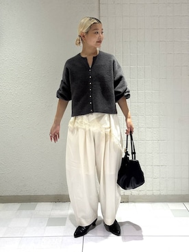 「eL（エル）の【eL】Wide Long Boots/1052793（ブーツ、ブラック系）」を使った、sayakaさん（レディース・158cm）の秋コーディネート