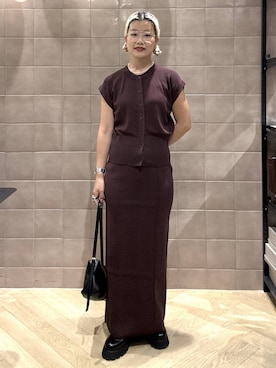 「アイテム（セットアップ、ブラウン系）」を使った、sayakaさん（レディース・158cm）の夏コーディネート