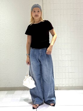 「A part by（アパートバイ）のナローストラップサンダル（サンダル）」を使った、sayakaさん（レディース・158cm）の夏コーディネート
