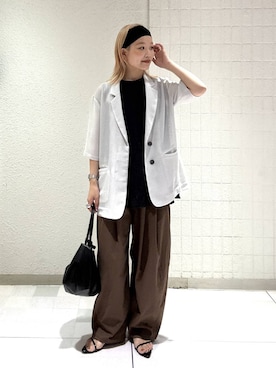 「A part by（アパートバイ）のハートモチーフバッグ（ショルダーバッグ、ブラック系）」を使った、sayakaさん（レディース・158cm）の夏コーディネート
