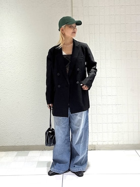 「A part by（アパートバイ）のキンチャクミニショルダバッグ（ショルダーバッグ、ブラック系）」を使った、sayakaさん（レディース・158cm）の秋コーディネート