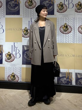 「A part by（アパートバイ）のＷライクテーラードスリットジャケット（テーラードジャケット）」を使った、sayakaさん（レディース・158cm）の秋コーディネート