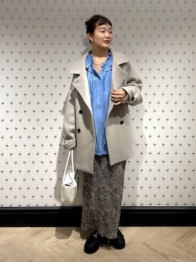 「アイテム（ピーコート）」を使った、sayakaさん（レディース・158cm）の冬コーディネート