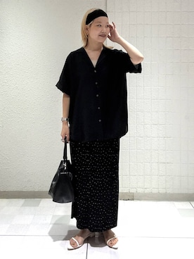 「A part by（アパートバイ）のプリーツイージータイトスカート2≪追加4≫（スカート）」を使った、sayakaさん（レディース・158cm）の夏コーディネート