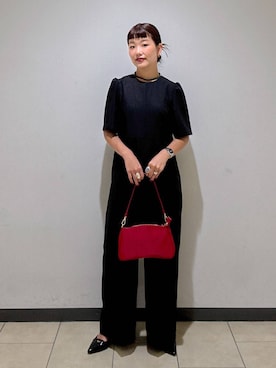 「A part by（アパートバイ）のアイテム（つなぎ/オールインワン、ブラック系）」を使った、sayakaさん（レディース・158cm）の秋コーディネート