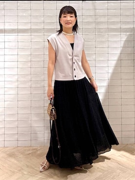 「アイテム（ベスト）」を使った、sayakaさん（レディース・158cm・20代）の夏コーディネート