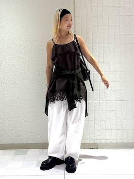 「アイテム（スリッポン）」を使った、sayakaさん（レディース・158cm・30代）の夏コーディネート