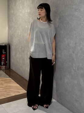「高見え」｜「アイテム（スラックス）」を使った、sayakaさん（レディース・158cm）の夏コーディネート