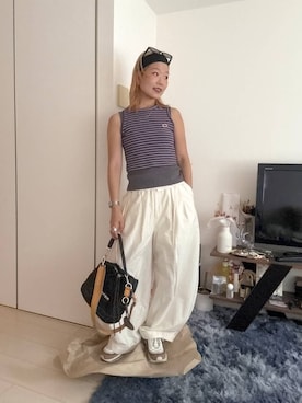 「A part by（アパートバイ）の【UVカット】UVアソートサングラス（サングラス、ブラウン系）」を使った、sayakaさん（レディース・158cm）の夏コーディネート