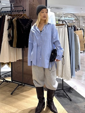 「A part by（アパートバイ）のキンチャクミニショルダバッグ（ショルダーバッグ、ブラック系）」を使った、sayakaさん（レディース・158cm）の秋コーディネート