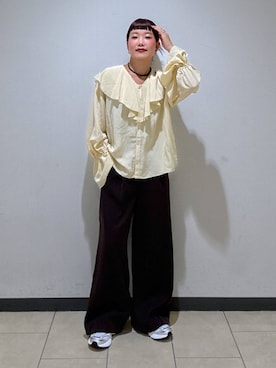 「アイテム（ネックレス、グリーン系）」を使った、sayakaさん（レディース・158cm）の秋コーディネート