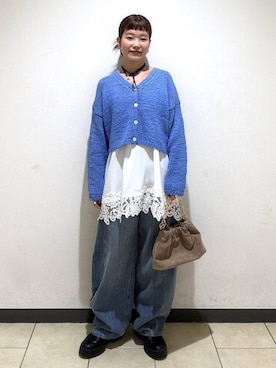 「A part by（アパートバイ）のApbコクーンデニムパンツ≪追加3≫（デニムパンツ）」を使った、sayakaさん（レディース・158cm）の春コーディネート