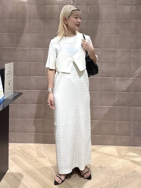 「A part by（アパートバイ）のミニキャミセットワンピース（One piece dress、ホワイト系）」を使った、sayakaさん（レディース・158cm）の夏コーディネート