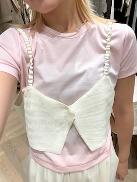「A part by（アパートバイ）のミニキャミセットワンピース（One piece dress、ホワイト系）」を使った、sayakaさん（レディース・158cm）の夏コーディネート