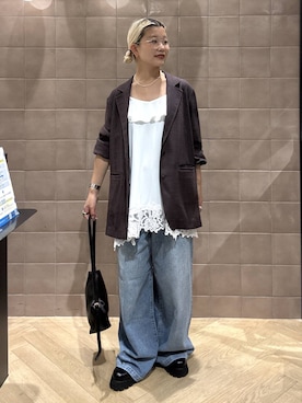 「アイテム（スリッポン）」を使った、sayakaさん（レディース・158cm・30代）の夏コーディネート