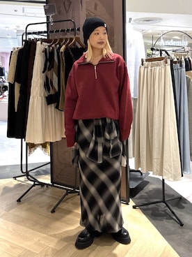 「A part by（アパートバイ）のボリュームスリッポン（スリッポン、ブラック系）」を使った、sayakaさん（レディース・158cm）の秋コーディネート