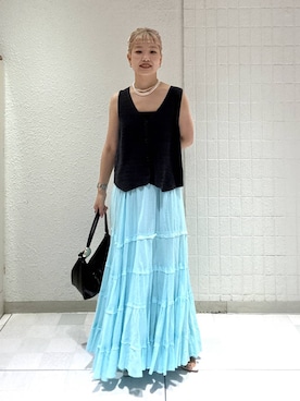 「A part by（アパートバイ）のハートモチーフバッグ（ショルダーバッグ、ブラック系）」を使った、sayakaさん（レディース・158cm）の春コーディネート
