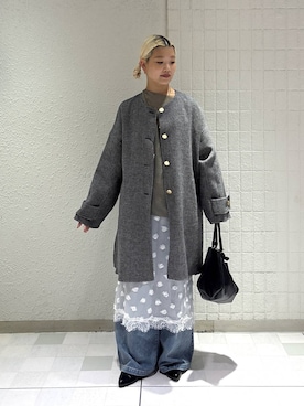 「eL（エル）の【eL】Wide Long Boots/1052793（ブーツ、ブラック系）」を使った、sayakaさん（レディース・158cm）の秋コーディネート