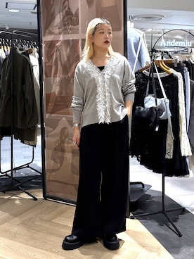 「A part by（アパートバイ）のヘマタイトビーズショートネックレス（ネックレス、シルバー系）」を使った、sayakaさん（レディース・158cm）の秋コーディネート