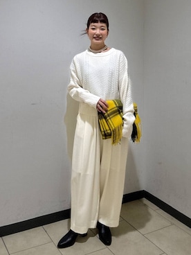 「アイテム（ストール/ショール）」を使った、sayakaさん（レディース・158cm）の冬コーディネート