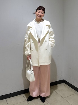 「アイテム（ピーコート）」を使った、sayakaさん（レディース・158cm）の冬コーディネート