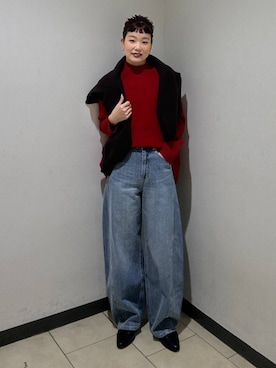 「A part by（アパートバイ）のアイテム（デニムパンツ）」を使った、sayakaさん（レディース・158cm）の冬コーディネート