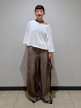 「アイテム（ネックレス、グリーン系）」を使った、sayakaさん（レディース・158cm）の秋コーディネート